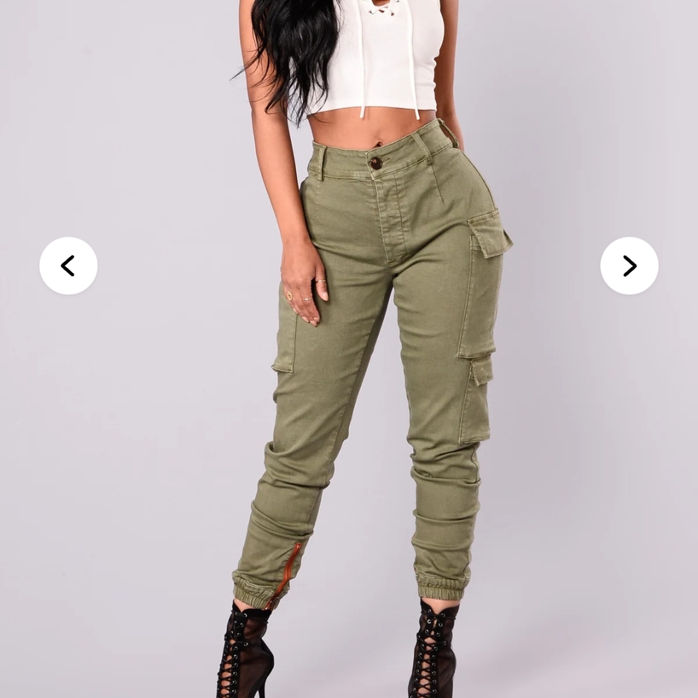 Fashion Nova Green Track Pants High-Waisted Joggers